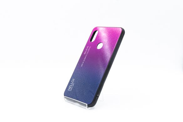 TPU+Glass чохол Gradient HELLO для Xiaomi Redmi Note 6 Pro purple