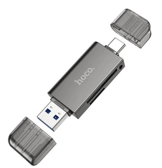 Картридер Hoco H39 USB/Type-C 3.0 metal grey black