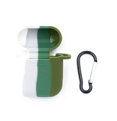 Чохол for AirPods 1/2 силіконовий Colorfull + карабін white/green box
