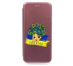 Чехол книжка Original кожа MyPrint для Xiaomi RedmiNote7 marsala (Дівчинка-Україна)