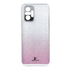 Чехол TPU+Glass для Xiaomi Redmi Note10 Pro pink Swarovski Full Camera