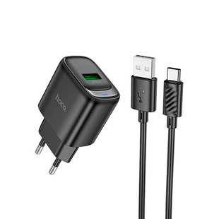 Сетевое зарядное устройство HOCO C140A Smart QC3.0 1USB 18W (QC/FCP/AFC) + Type-C black
