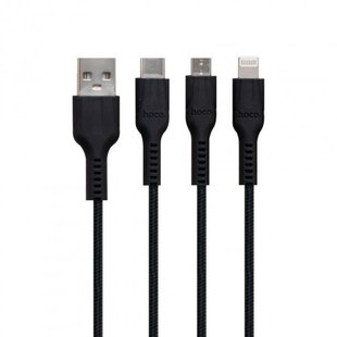 USB кабель Hoco U31 Benay One Pul 3in1 Lightning+micro+Type-C 1.2m black