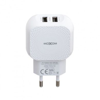Сетевое зарядное устройство MOXOM KH-44 Lightning 2 USB 2.4A white