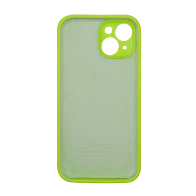 Силіконовий чохол Full Cover для iPhone 15 neon green Full Camera