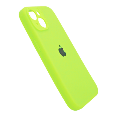 Силіконовий чохол Full Cover для iPhone 15 neon green Full Camera