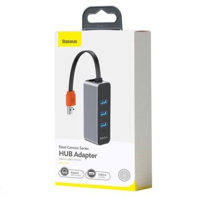 USB Hub Baseus Steel Canon series CAHUB-AH0G USB to 3xUSB3.0+RJ45 dark gray