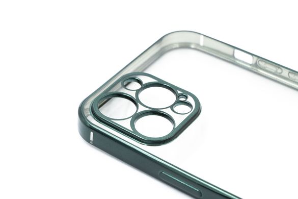 Силіконовий чохол Сlear для iPhone 12 Pro Max dark green Full Camera з глянсовою окантовкою