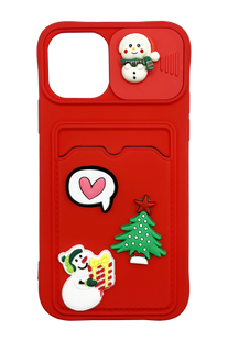 Силиконовый чехол-кошелек 3D рождественский для iPhone 11 Pro red