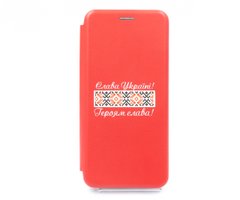 Чехол книжка Original кожа MyPrint для Xiaomi Redmi 9C red (Героям слава, black/red)