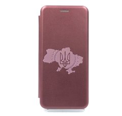 Чохол книжка Original шкіра MyPrint для Xiaomi RedmiNote7 marsala (Карта України)
