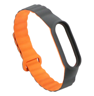 Ремінець Silicone Link Xiaomi MI Band 3/4/5/6/7 gray/orange