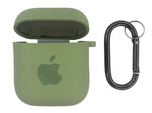 Чохол for AirPods 1/2 Logo силіконовий green з мікрофіброю