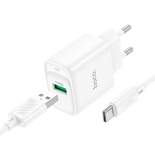 Сетевое зарядное устройство HOCO C140A Smart QC3.0 1USB 18W (QC/FCP/AFC) + Type-C white