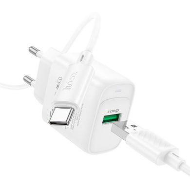 Мережевий зарядний пристрій HOCO C140A Smart QC3.0 1USB 18W (QC/FCP/AFC) + Type-C white