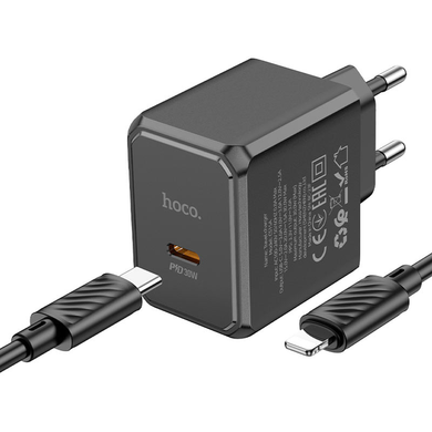 Мережевий зарядний пристрій HOCO CS15A Ocean 1usb-C PD30W + cable Type-C to Lightning Black