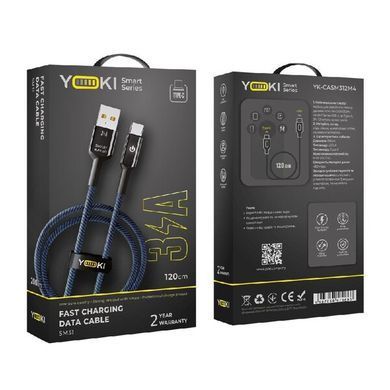 USB кабель YOKI SMART YK-SM31 Type-C 3A 1.2m black/blue