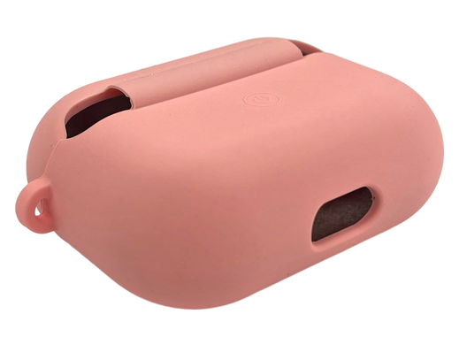 Чохол for AirPods Pro силіконовий Logo + карабін pink з мікрофіброю