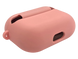 Чохол for AirPods Pro силіконовий Logo + карабін pink з мікрофіброю