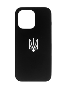 Силіконовий чохол Full Cover для iPhone 14 Plus black герб UA