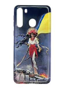 TPU чохол MyPrint для Samsung A21 українка з мечем Full camera clear
