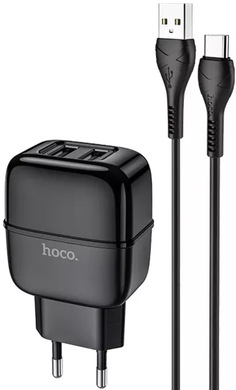 Сетевое зарядное устройство HOCO C77A Type-C 2.4A 2USB black