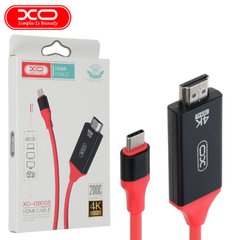 Перехідник XO GB005 4K Type-C- HDMI (2m) black/red