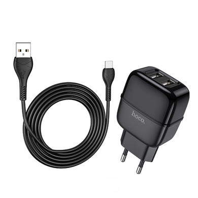 Сетевое зарядное устройство HOCO C77A Type-C 2.4A 2USB black