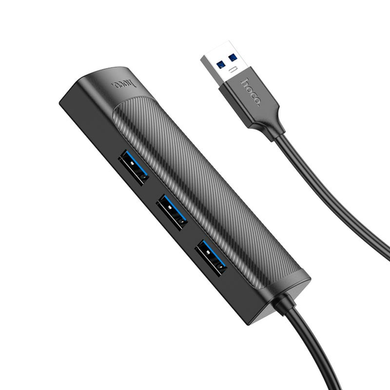 USB Hub Hoco HB42 4 in 1(USB to USB3.0*3+RJ45 1Gbps) 1.2m black
