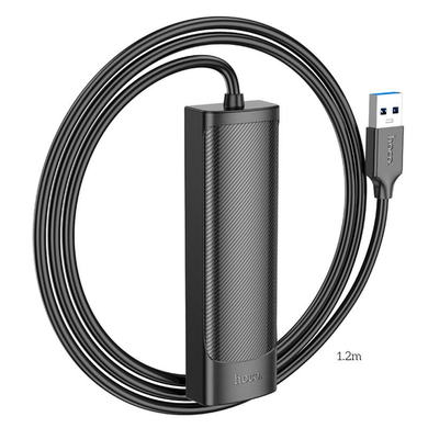 USB Hub Hoco HB42 4 in 1(USB to USB3.0*3+RJ45 1Gbps) 1.2m black