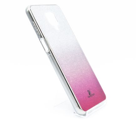 Чохол TPU + Glass для Xiaomi Redmi Note 9S/ Note 9 Pro малиновий Swarovski