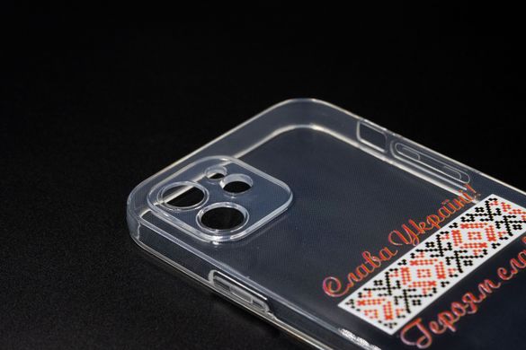 Силіконовий чохол MyPrint для iPhone 12 Pro/12 Full Camera clear (Героям Слава) red/black