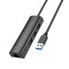 USB Hub Hoco HB42 4 in 1(USB to USB3.0*3+RJ45 1Gbps) 1.2m black