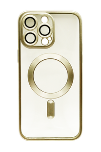 Чохол TPU Metallic Chrome Full Camera with Magsafe для Iphone 14 Pro Max Chrome gold