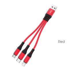 USB кабель Hoco X47 Harbor 3in1 Lightning+Micro+Type-C 2.4A 0.25m red