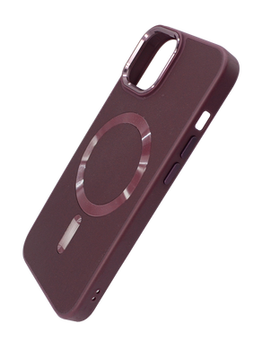 Чехол кожаный Bonbon Leather Metal Style with MagSafe для iPhone 14 plum