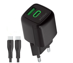 Сетевое зарядное устройство Walker WH-71 GAN 30W+Type-C to Type-C black