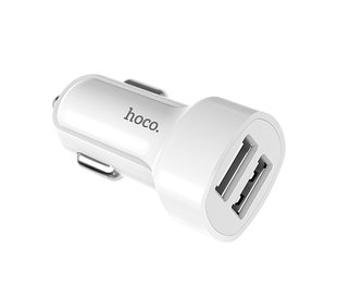 Автомобільний зарядний пристрій HOCO Z2A 2usb/2.4A+Micro white