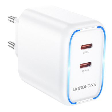 Мережевий Зарядний Пристрій Borofone BA90A 2USB-C PD/QC 45W white