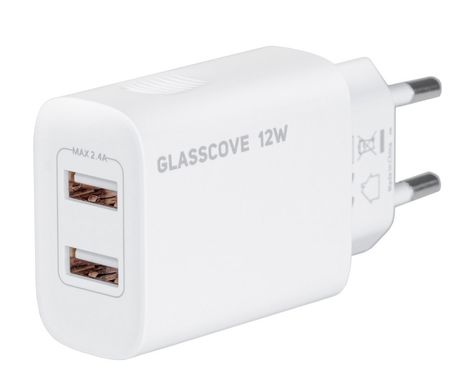 Мережевий зарядний пристрій Glasscove 12W 2-Port USB (TC-012A) 2.4A white
