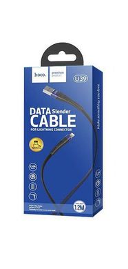 USB кабель HOCO U39 Slender Charging Data Lightning 2,4A/1,2m blue&black