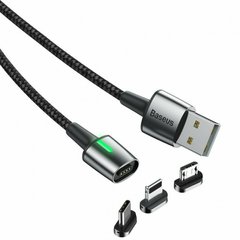 USB кабель Baseus TZCAXC-F Zinc Magnetic Cable Kit Micro+Type-C+Ip 1m black