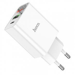 Сетевое зарядное устройство Hoco C100A PD20W/QC3.0 digital display White