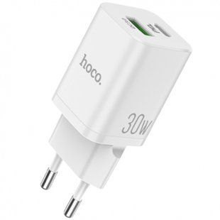 Сетевое зарядное устройство Hoco N13 Bright PD30W+QC3.0 (EU) white