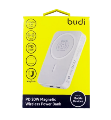 Power Bank bubi M8J081Magnetic Wireless PD 20W 10000 mAh white