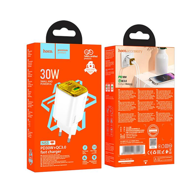 Сетевой блок питания Hoco N53 Monsoon PD30W+QC3.0 USB/Type-C white