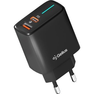 Сетевое зарядное устройство Gelius Radiance GP-HC058 Type-C+USB PD/QC3.0/PPS/SuperVOOC 25 Watt black