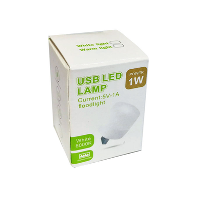USB LED Lamp 5V-1A (світильник циліндр)*14*14 white
