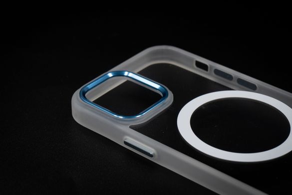 Чохол Clear MagSafe Color Metal Frame для iPhone 12/12 Pro blue silver