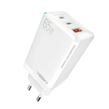 Мережевий зарядний пристрій Yoki Led Series YK-65 2Type-C + 1USB Gan PD 65W white